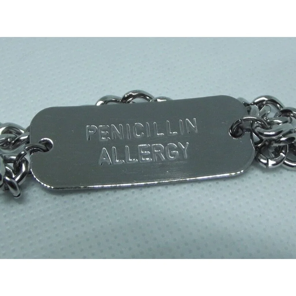 Penicillin Allergy Alert BRACELET Adjustable Stainless Steel New Box Info Card